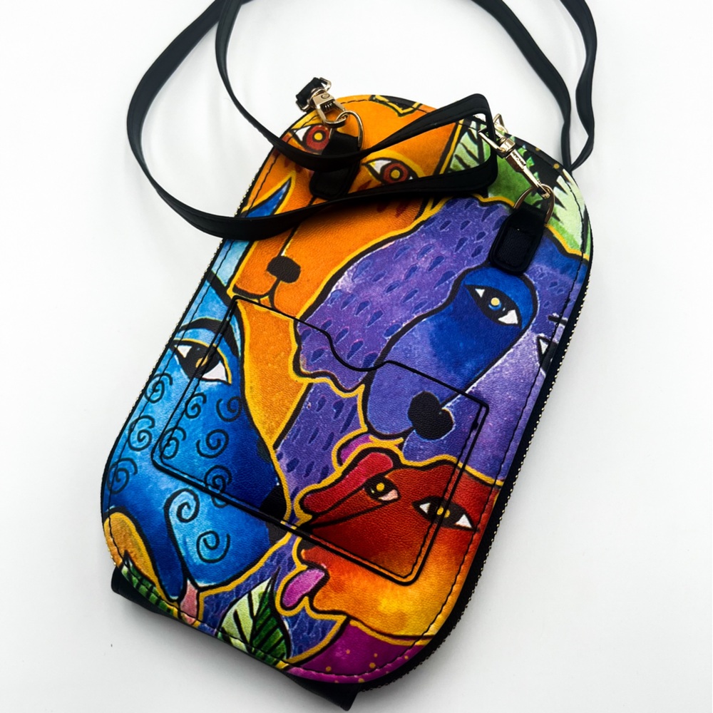 Laurel Burch Dog and Doggies Zippered Purse with Shoulder Strap - Picture 4 of 13